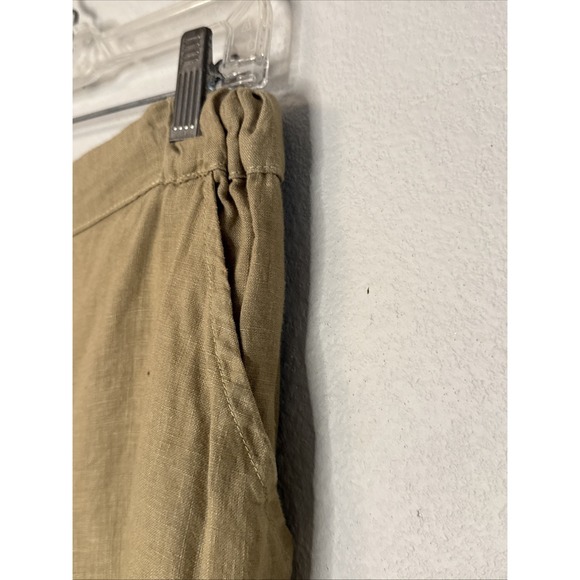 CP Shades Wendy Pants Women's Small Tan Khaki Wide Leg Linen Elastic Waist Beach - Picture 2 of 8